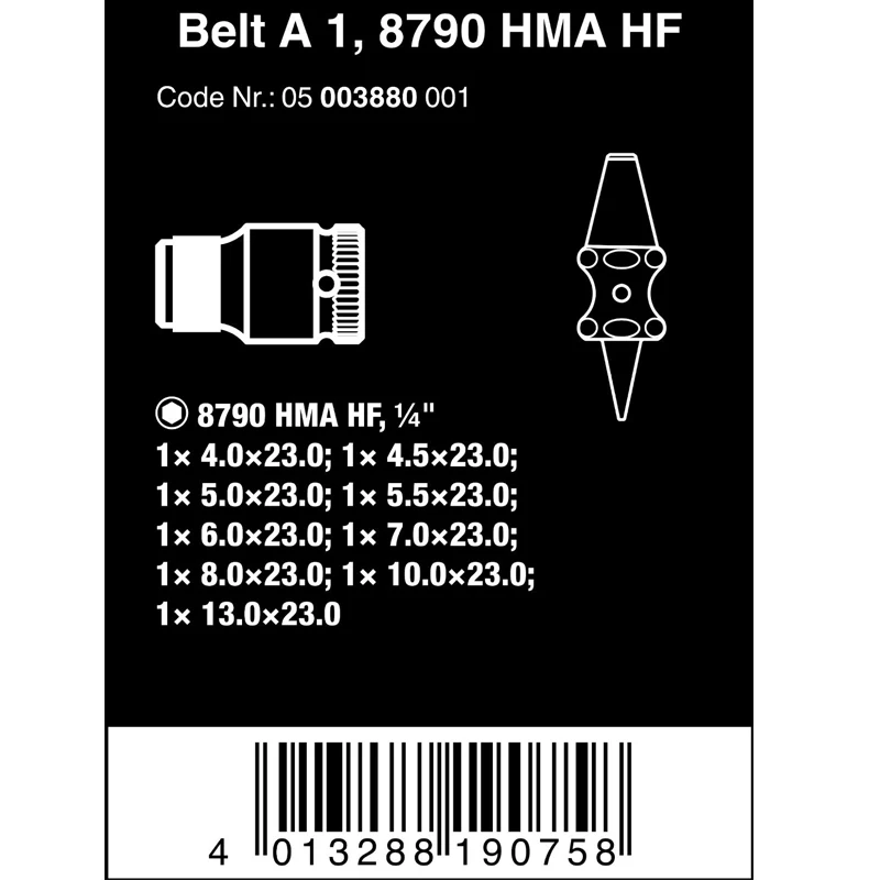 WERA 05003880001 Belt A 1 Zyklop 10 Pieces Socket Set with Holding Function 1/4\