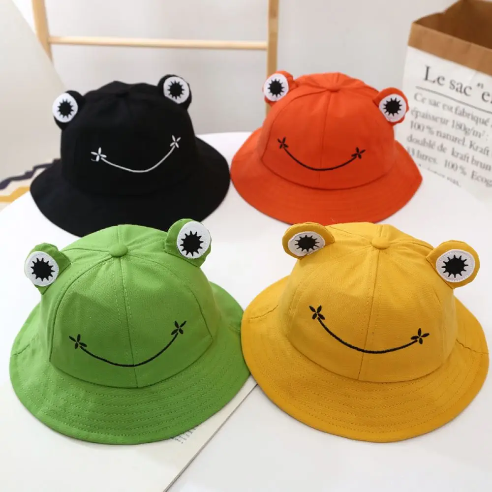 Cute Cartoon Frog Bucket Hat For Toddlers Foldable Sun Protection Cap Lightweight Kids Fisherman Hat Summer