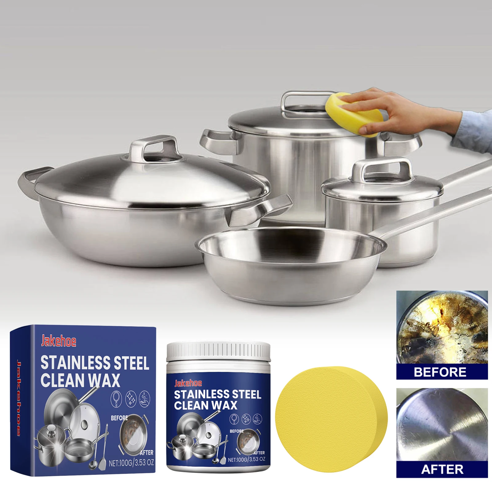 

JAKEHOE Stainless Steel Clean Wax Kitchenware Knifeware Polishing Cream Metal Rust Remover Cleaning Paste for Automotive Wheel
