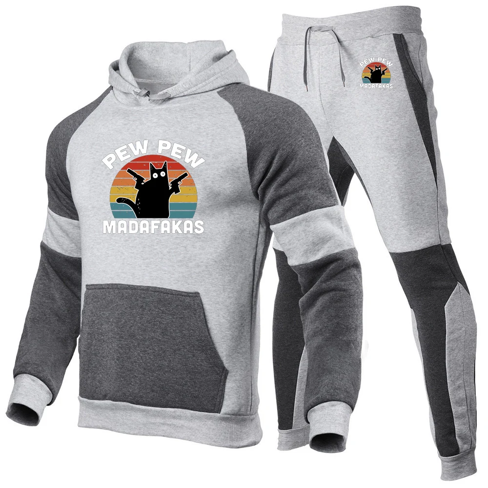 2025 Pew Pew Madafakas Spring And Autumn Men's Trendy Designer Hoodies CAT Funny Graphic Logo Print Sports Pants Suits
