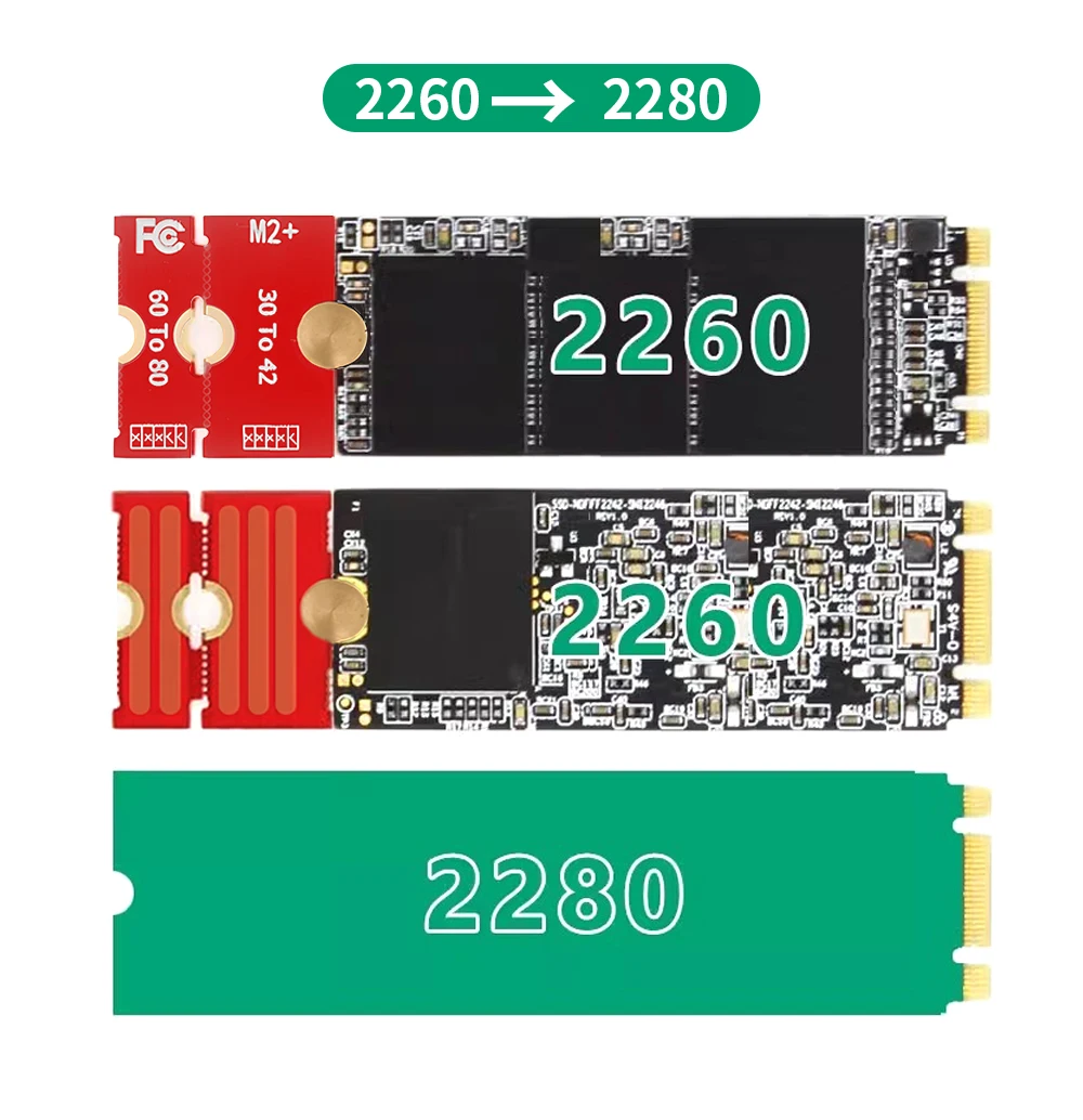TISHRIC M2 2230 2242 2260 2280 SSD-Erweiterungsplatinen-Adapter M.2 NGFF NVME Länge verlängern Adapter Halterung Karte 5 einstellbare Längen – Detail 9