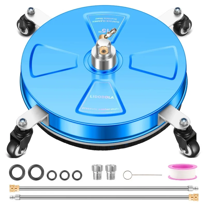 

15" Stainless Steel Pressure Washer Surface Cleaner with 4 Wheels for Concrete, Driveway, Patio, Sidewalk, Deck and Driveways