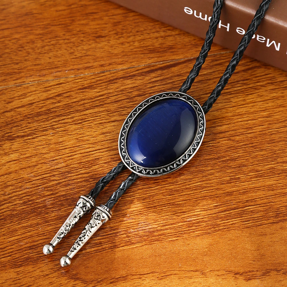 

Naturel Stone Bolo Tie For Man Indian Cowboy Western Cowgirl Leather Rope Zinc Alloy Necktie