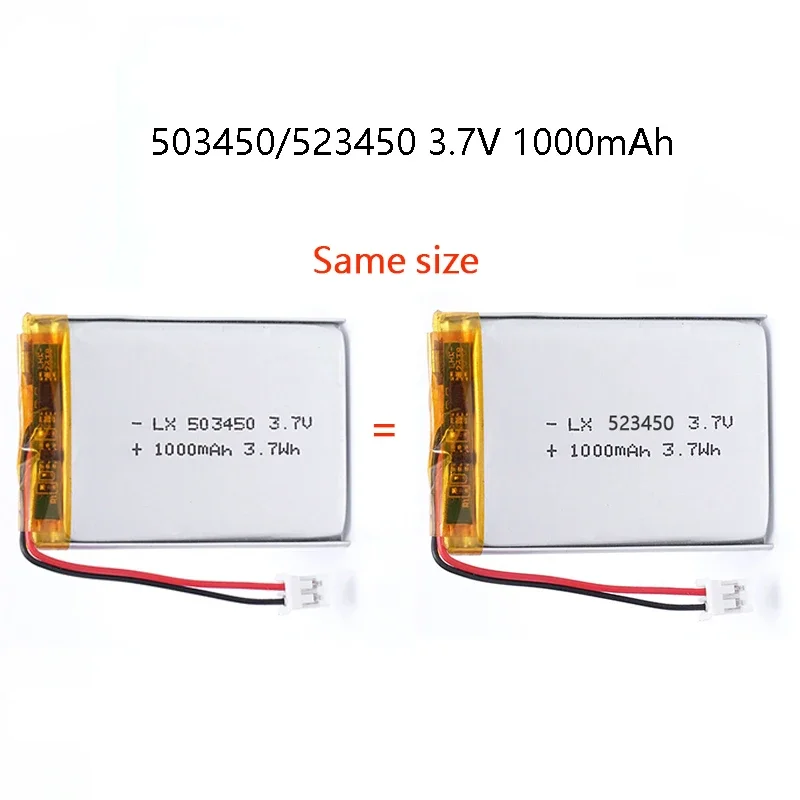 503450 Polymer Lithium Battery 3.7V 1000mAh Rechargeable Li-Po Cell for Camera, GPS, Bluetooth Speaker, Game Controller 1Pc