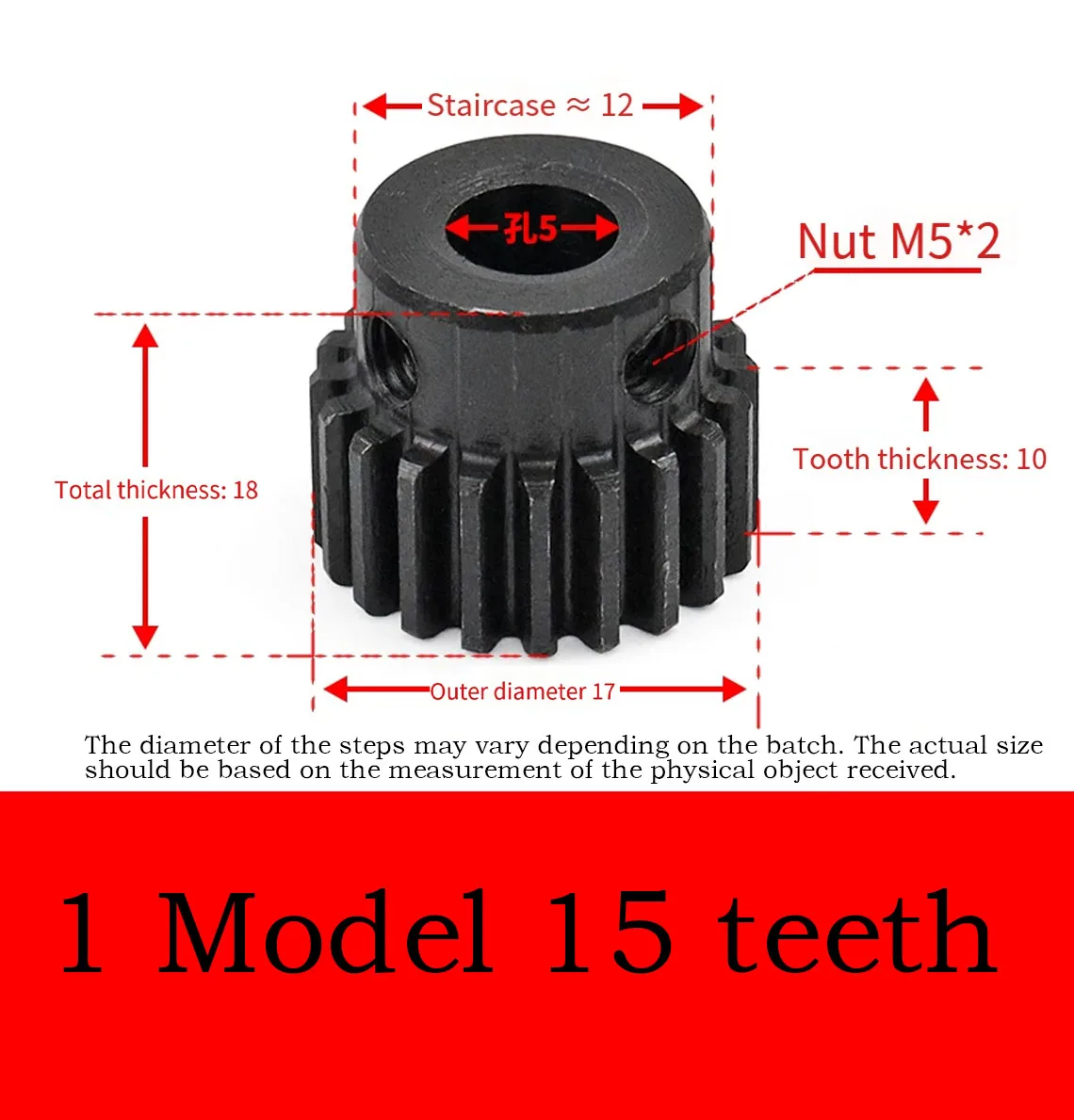 Gear with Hub 1M Module Spur Gear 15-45 Teeth Spur Gear Single-Stage Transmission Gear 15/16/18/20/22/24/25/26/28/30/32/35-45T