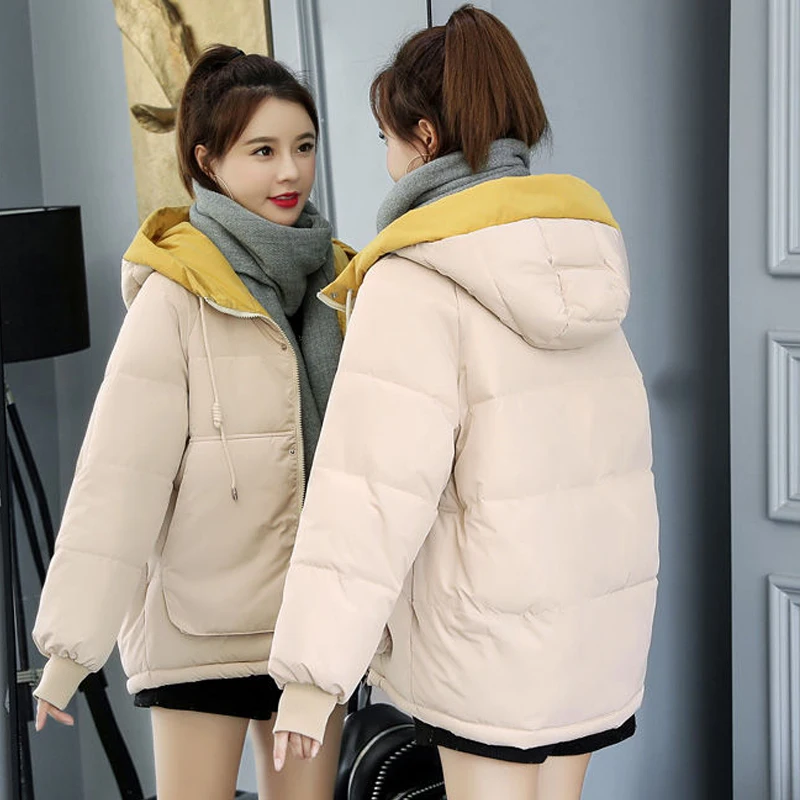 Down Cotton Jacket Winter New Womens Korean Short Hooded Parka Overcoat Women's Commuter Thickened Warm Plus Size Cotton Jackets