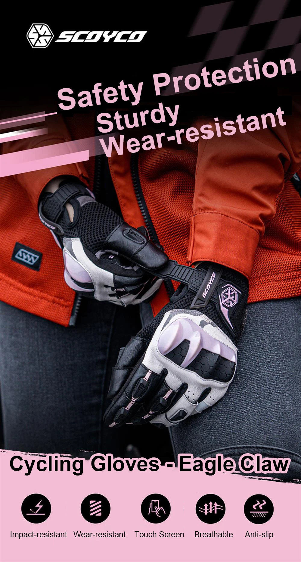 SCOYCO Motorrad Handschuhe Männer Frauen Sommer Atmungsaktive Anti-herbst Luva Motocross Reiten Handschuhe Wasserdichte Moto Touchscreen Guantes – Detail 1