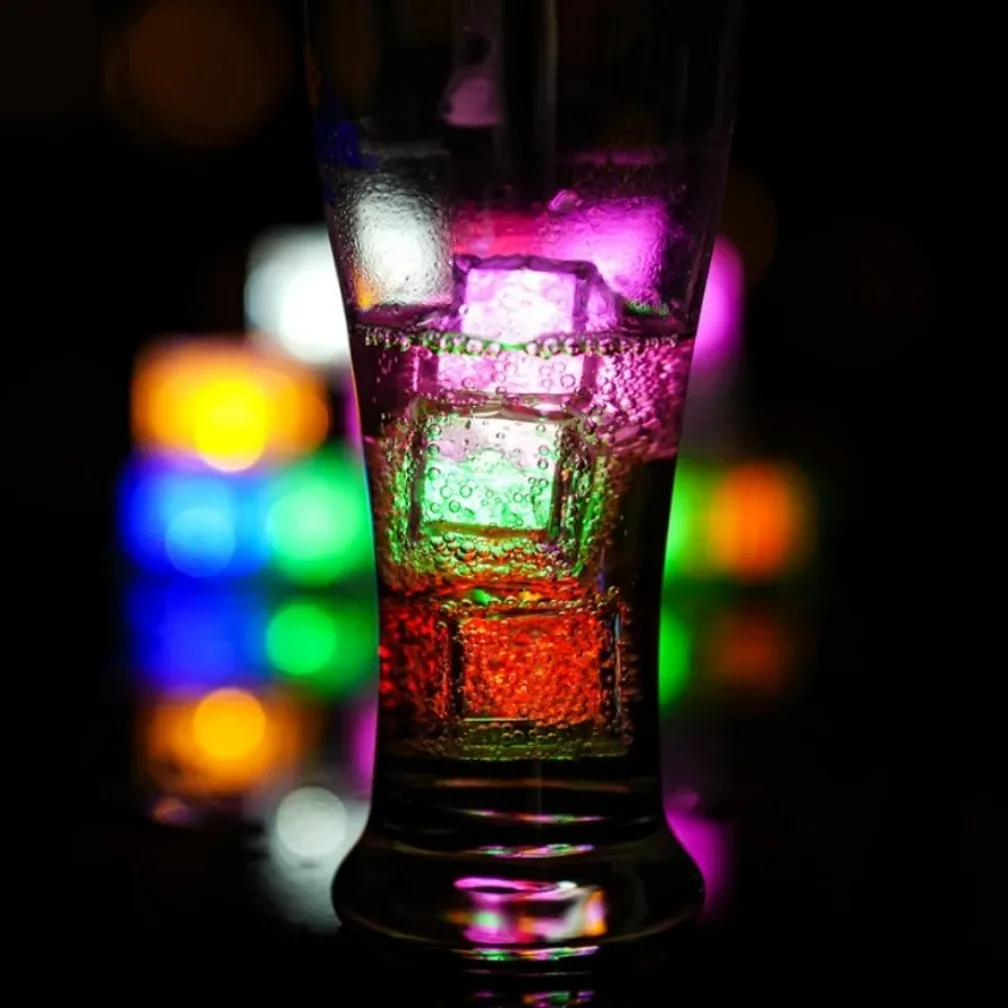 SeeMpp LED Ice Cube Multi Color Waterproof Flashing Glow in The Dark Light Up for Bar Club Drinking Party Wine Decoration