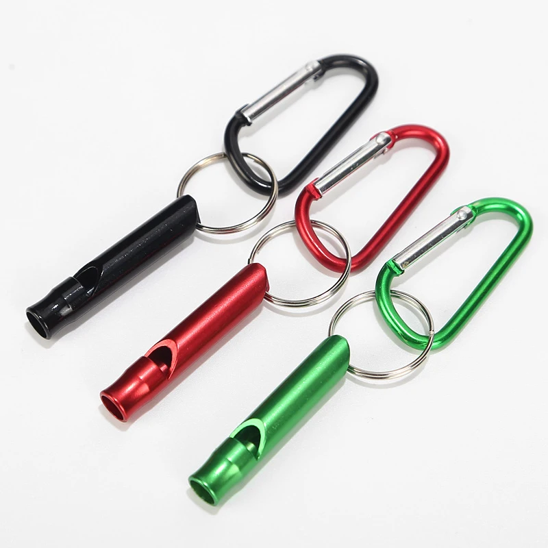 Sifflet de survie en aluminium portable, porte-clés, outils de plein air, entraînement, camping, randonnée, canadisme, urgence