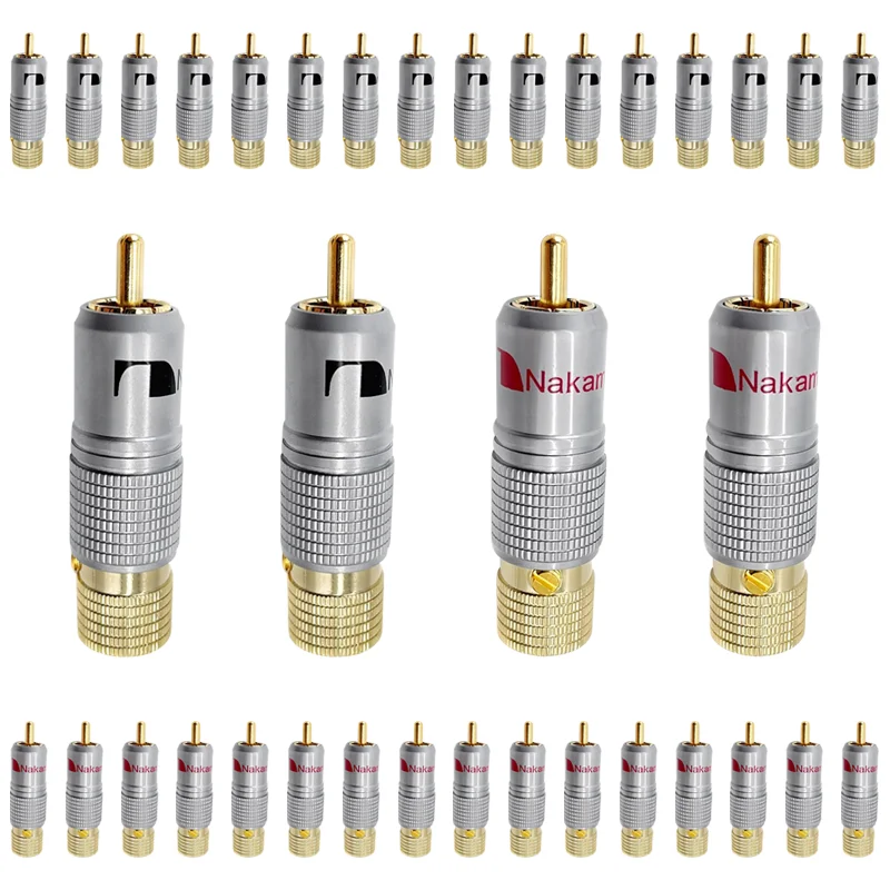 

2/4/8/16PCS Hifi Gold Plated RCA Plug Locking Non Solder Coaxial Lotus Connector Socket 10mm Audio Cable Adapter