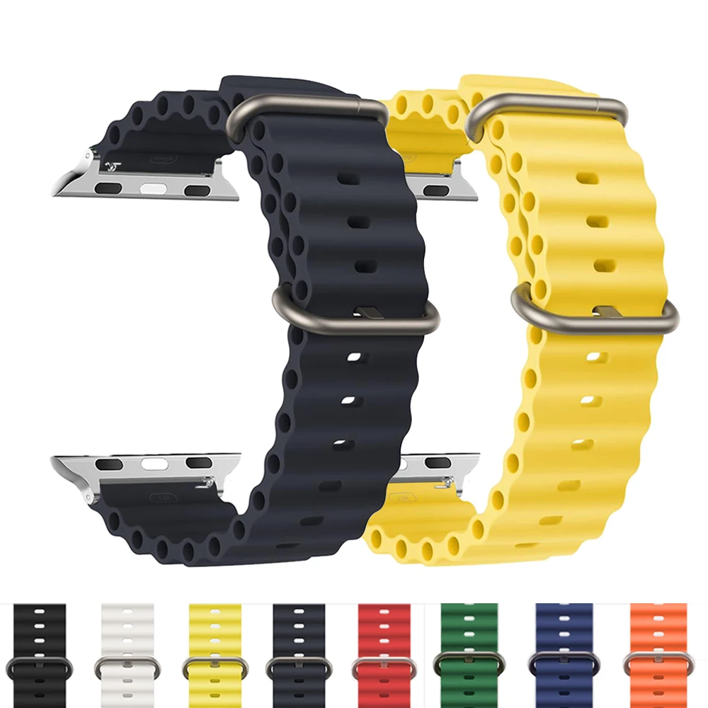 Cinturino oceanico per cinturino Apple Watch 44mm 45mm 49mm 40mm 41mm 38 cinturino in Silicone Correa Sport bracciale iWatch Ultra2 serie 7 6 se 8 9