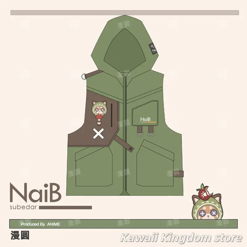 Identity Ⅴ Naib Subedar Mercenary Anime Cosplay Costume Short Sleeve T-shirt Waistcoat Shorts Suit Mascot Student Accessory