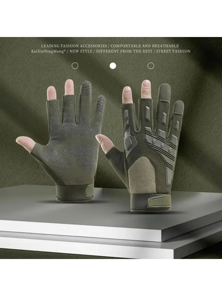 AliExpress NONE Outdoor Half‑Finger Tactical Gloves Men Anti‑Slip Shock‑Absorbing Breathable Gloves For Cycling Climbing Camping Workout
