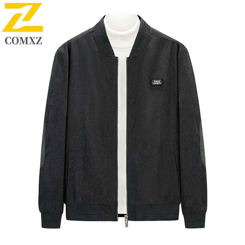 

COMXZ Мужская куртка 2025 Легкая осенняя уличная туристическая куртка с отложным воротником Вельветовые ветрозащитные куртки Верхняя одежда для отдыха