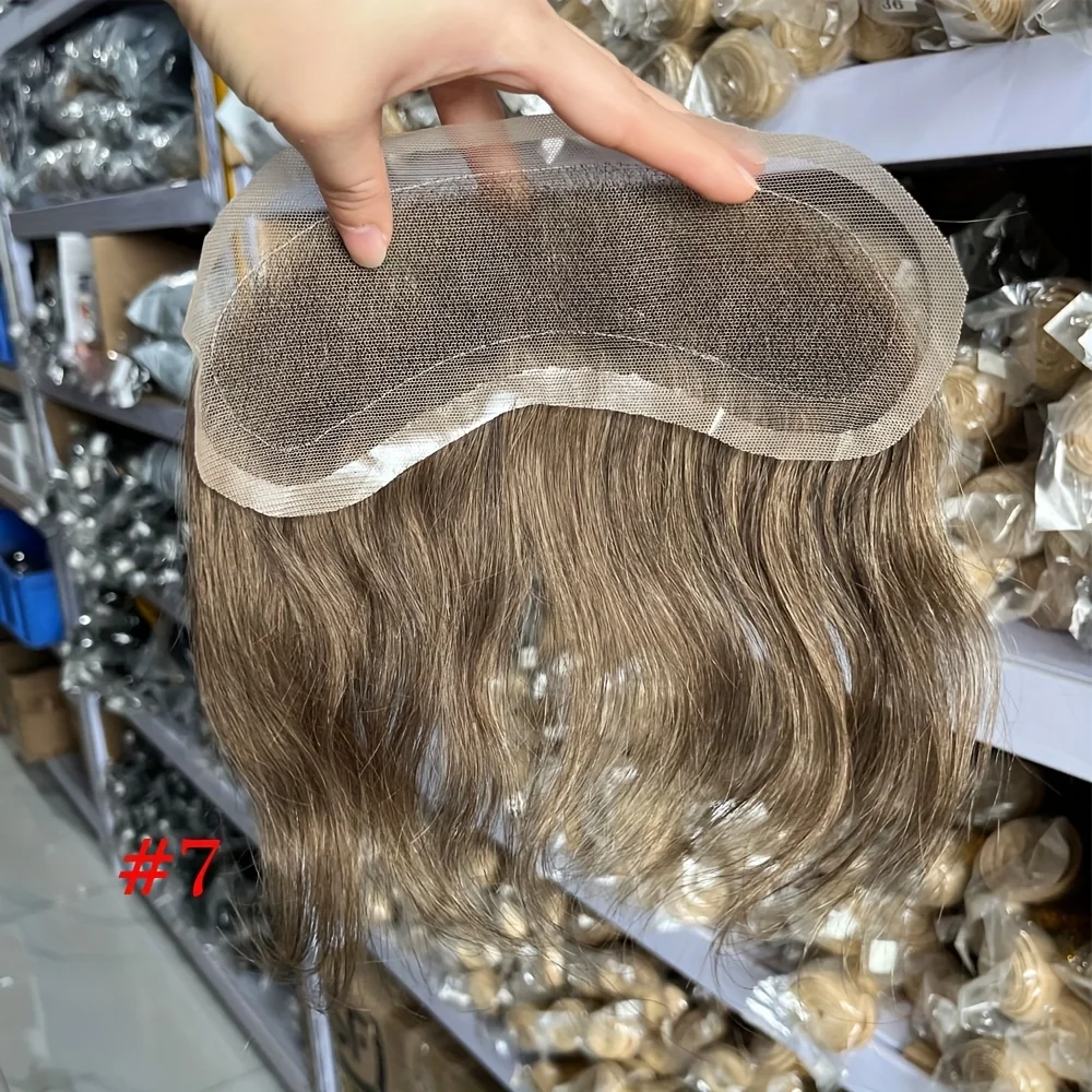 نظام استبدال خط الشعر الأمامي للشعر البشري عالي الكثافة للرجال، جزء علوي على شكل حرف V مع استبدال خط الشعر الطبيعي #6