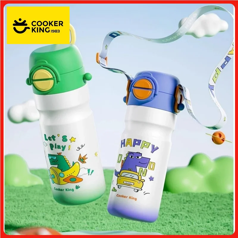 

COOKER KING Vacuum Flasks Stainless Steel Cartoon Straw Cup Thermos Cup for Children Portable Double Drinking Water Bottle