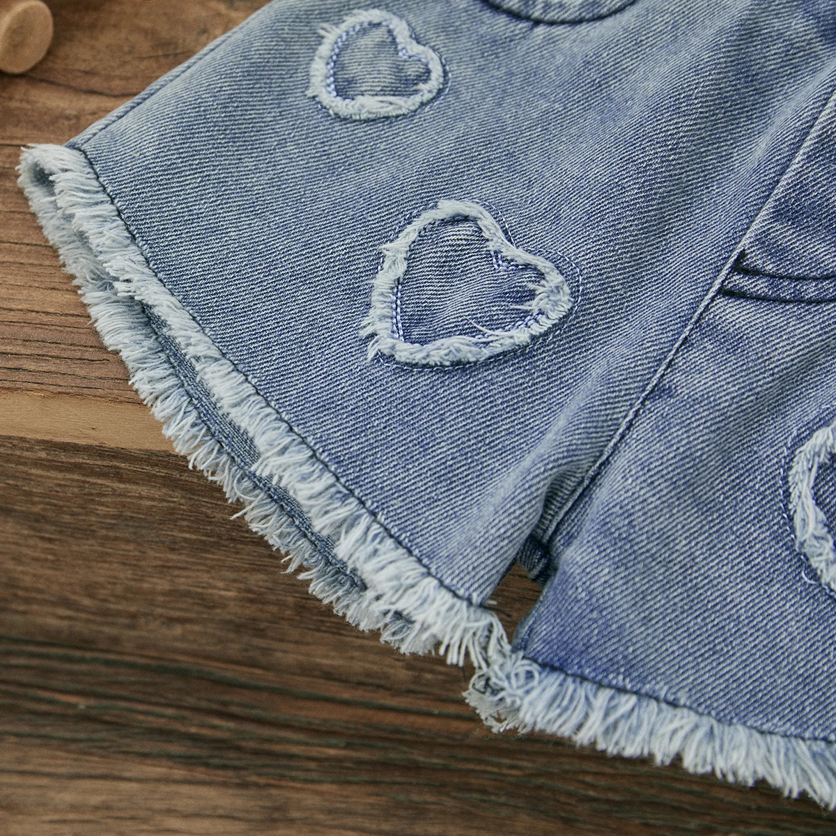 Ma & baby 3-24m neugeborene Baby kleidung setzt Kleinkind Denim Outfits Mode Herz Ernte Tops Shorts Sommerkleid ung