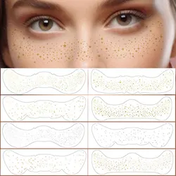 6pcs Hot Stamping Freckles Makeup Patches Metallic Golden Silver Fake Freckles Temporary Tattoo Stickers For Women Face Makeup