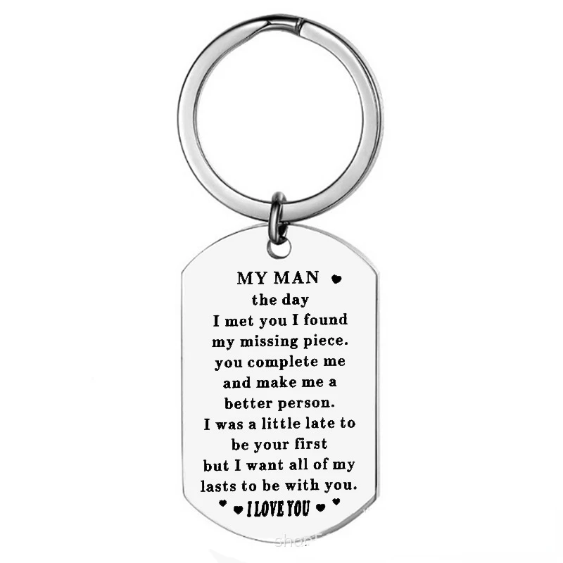 To My Man I Love You Gift Keychain Hubby Boyfriend Valentines Day Fiance Groom Wedding Couple Girlfriend Wife Birthday Gift