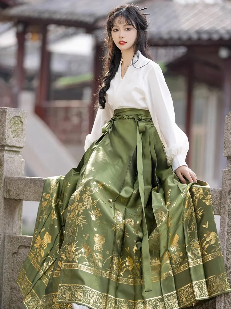 2024 neue Hanfu weibliche Pferde rock Set Ming neuen chinesischen Rock