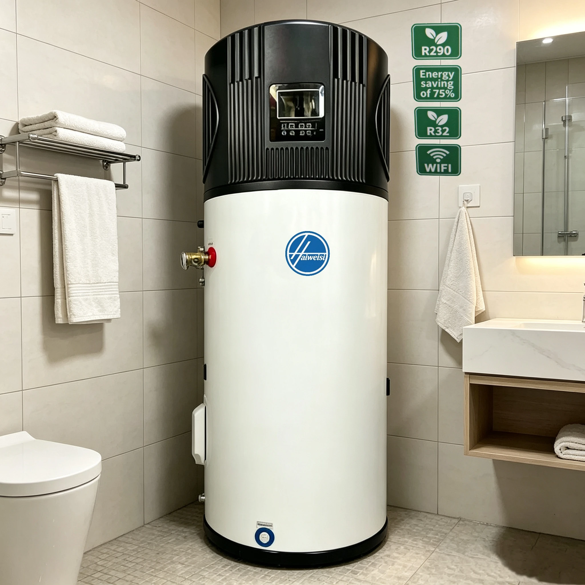 R290 200L Electric Outdoor High Efficiency App-Controlled Intelligent Temperature Control Metal Air Source Heat Pump Household