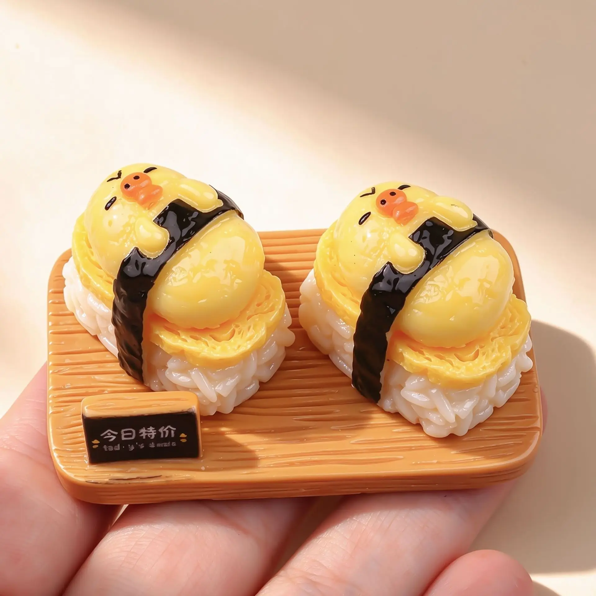 3pcs Mini Chick Tamagoyaki Sushi Resin Charms Cute Egg Sushi Miniature Food Models DIY Decoden Craft Desktop Decorations