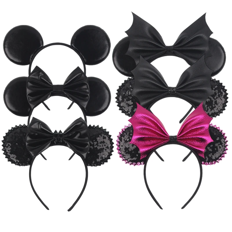 NEUE Halloween Maus Ohren Stirnband Für Mädchen Frauen Pailletten 5 "Bogen Haarband Mädchen Party Festival Geschenke DIY Cosplay haar Zubehör – Detail 2