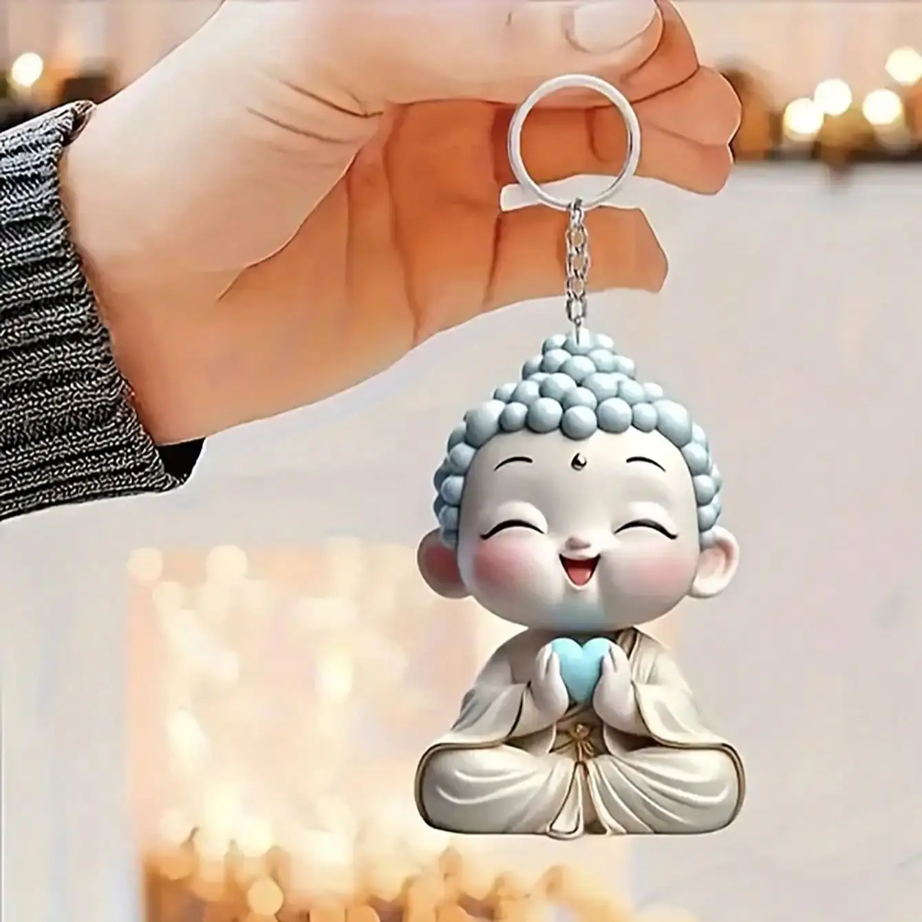 1 Stück Niedlicher Buddha-Themen-Schlüsselanhänger Auto-Dekoration Rucksack-Anhänger Festival-Geburtstagsgeschenk Zubehör
