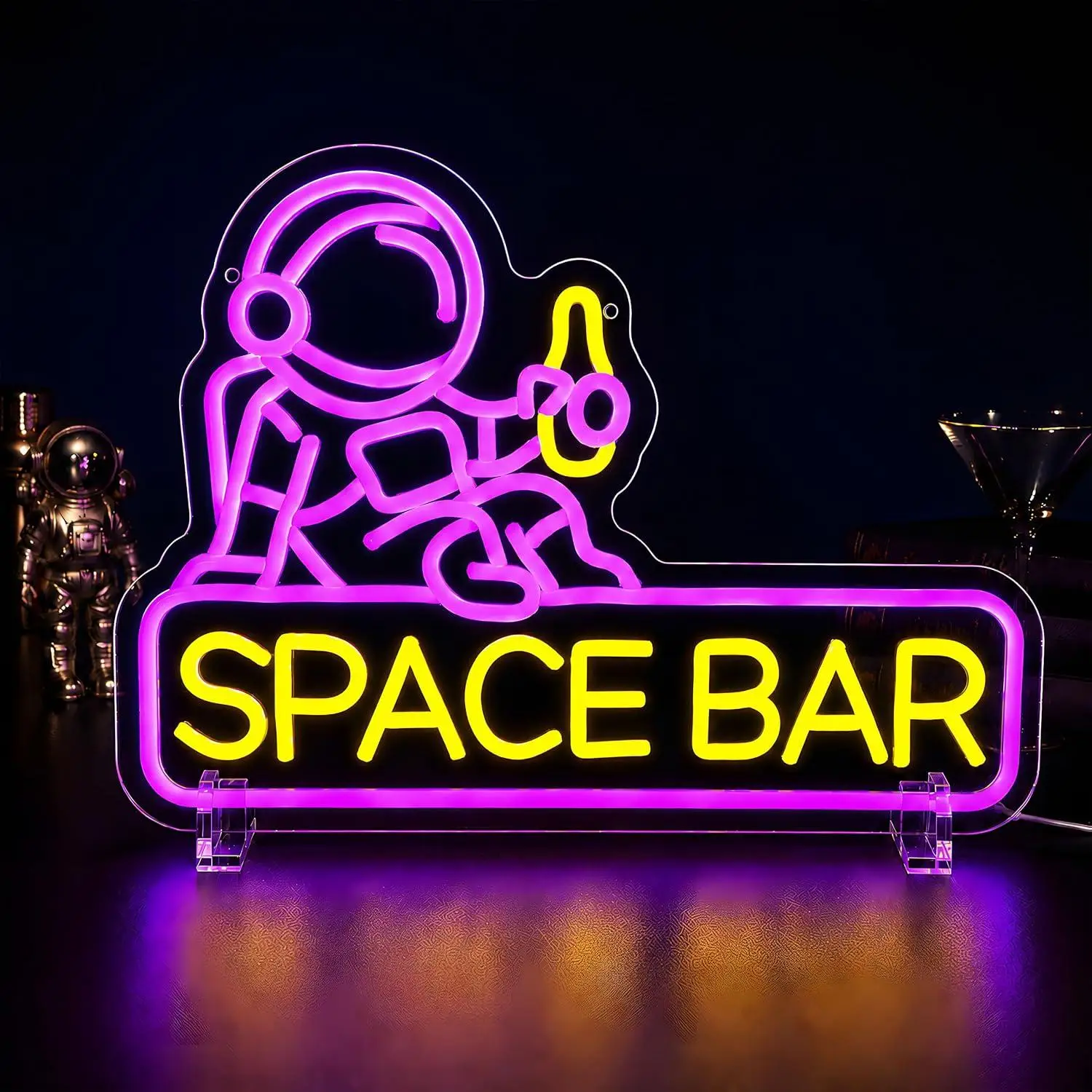 Space Bar Astronaut Neon Sign Usb Dimmable Led Lights For Game Room Dormitory Man Cave Private Pub Interior Wall Decoration Gift