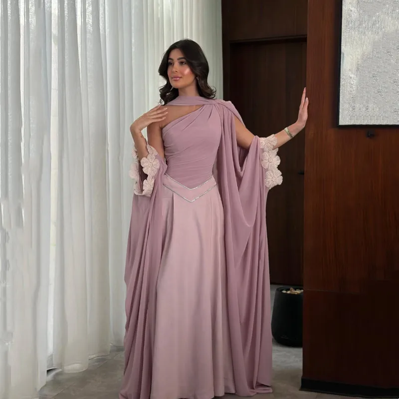 

Simple Mermaid Long Prom Dresses Sexy One Shoulder Sleeveless Pleated Appliques Evening Dresses Sexy Backless Gowns Customized