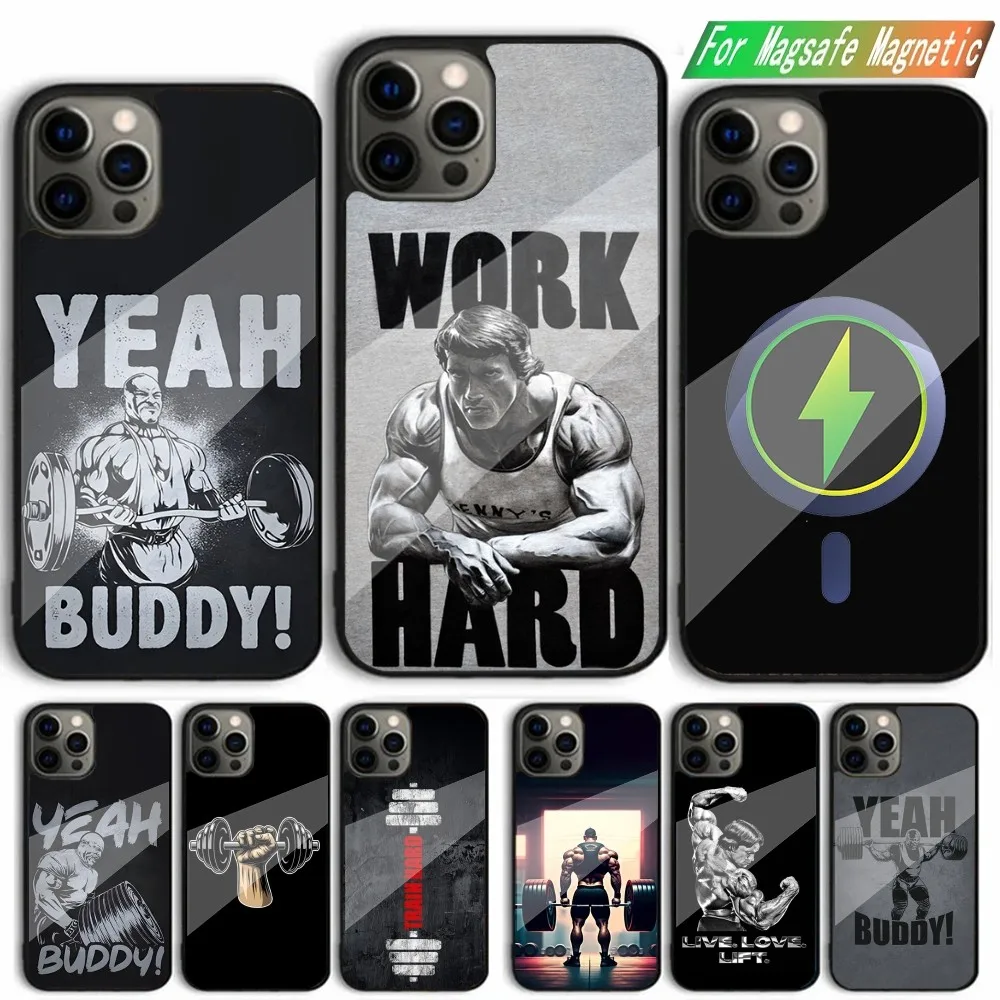 Bodybuilding Fitness Muscles Phone Case For iPhone 15,14,13,12,11,Plus,Pro,Max Mini Magsafe Magnetic Wireless Charging