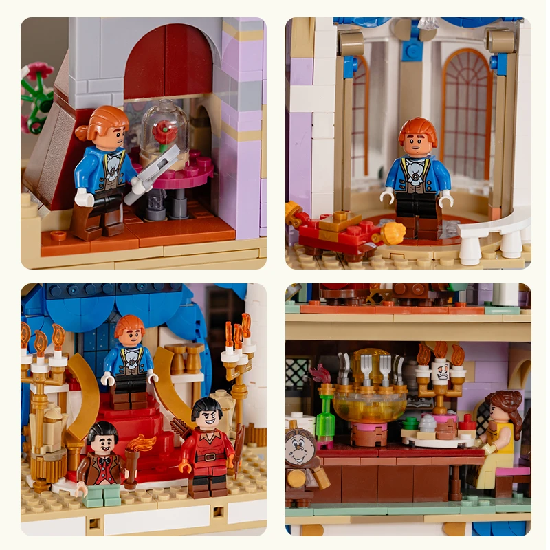 Belle en het Beest Kasteel Assemblage Bouwsteenmodel Woondecoratie Klein beeldje Volwassen cadeau Dames Valentijnsdag Verjaardagscadeau 2025