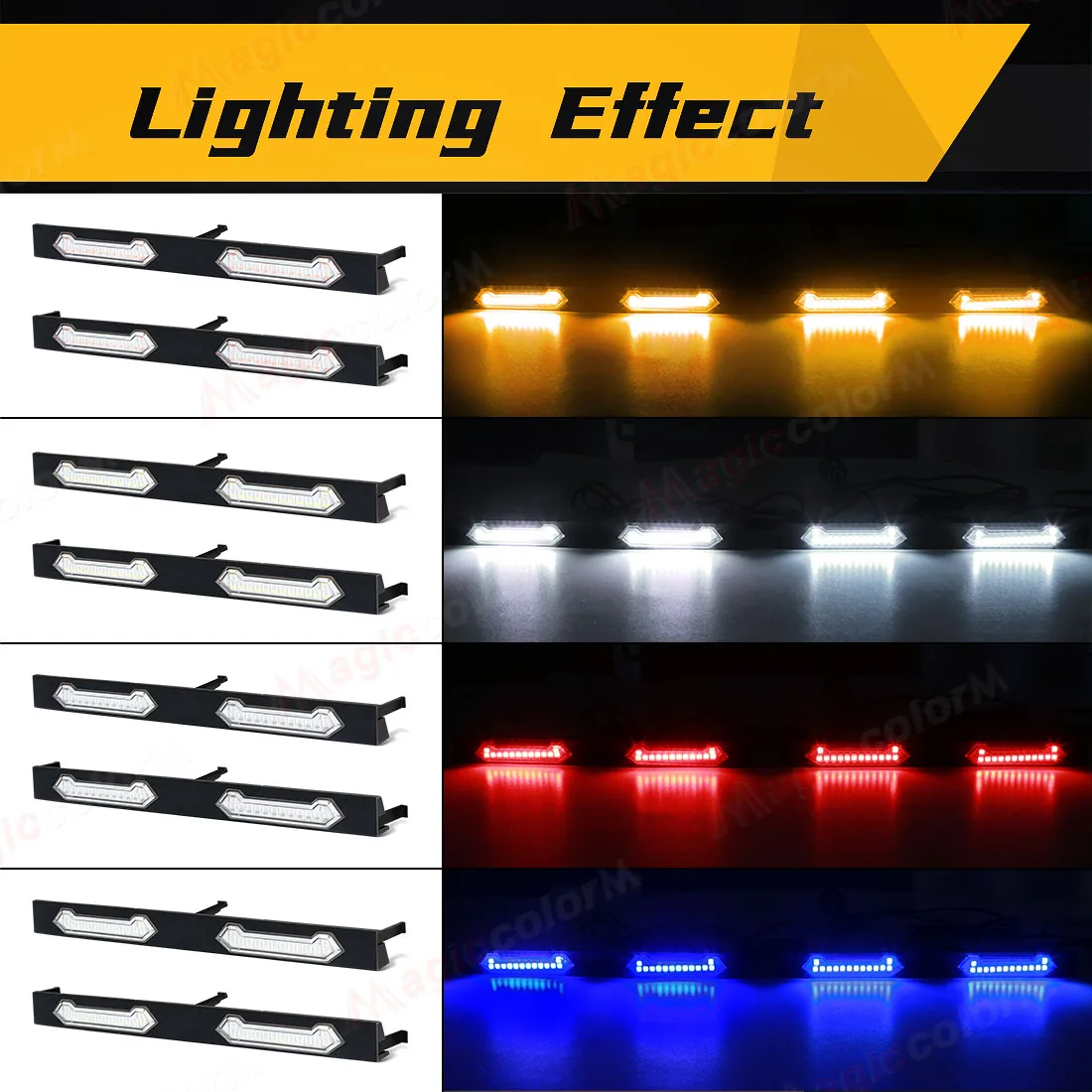 2x2 Grille Lights For Toyota Tacoma SR SR5 2024 2025 Front Grill LED White Amber Blue Red Warning Daylights DRL Car Accessories