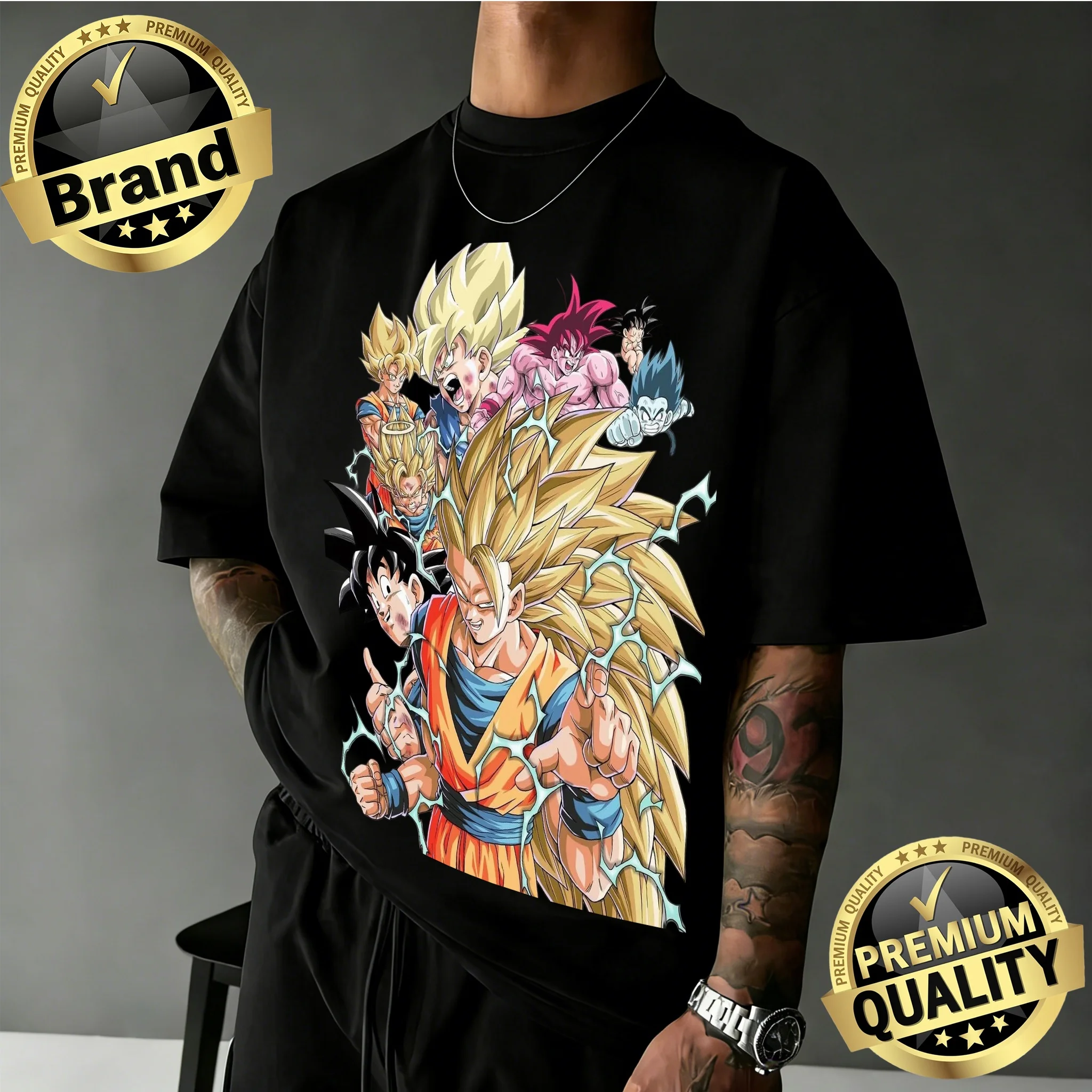 2026 Neuerscheinung Dragon Ball Übergroßes Retro Anime T-Shirt |   Goku Retro-Grafikdruck, 100 % Baumwolle, lässiges Y2k-T-Shirt für die Familie