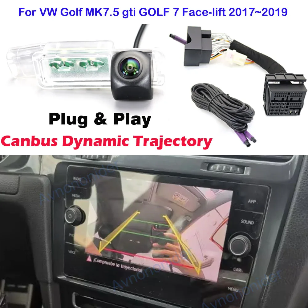 Canbus-Rückfahrkamera mit Trajektorienanzeige für Volkswagen Golf GTI Golf MK7.5 Golf 7 Facelift Schrägheck 2017~2019 MIB2 Einheit MQB