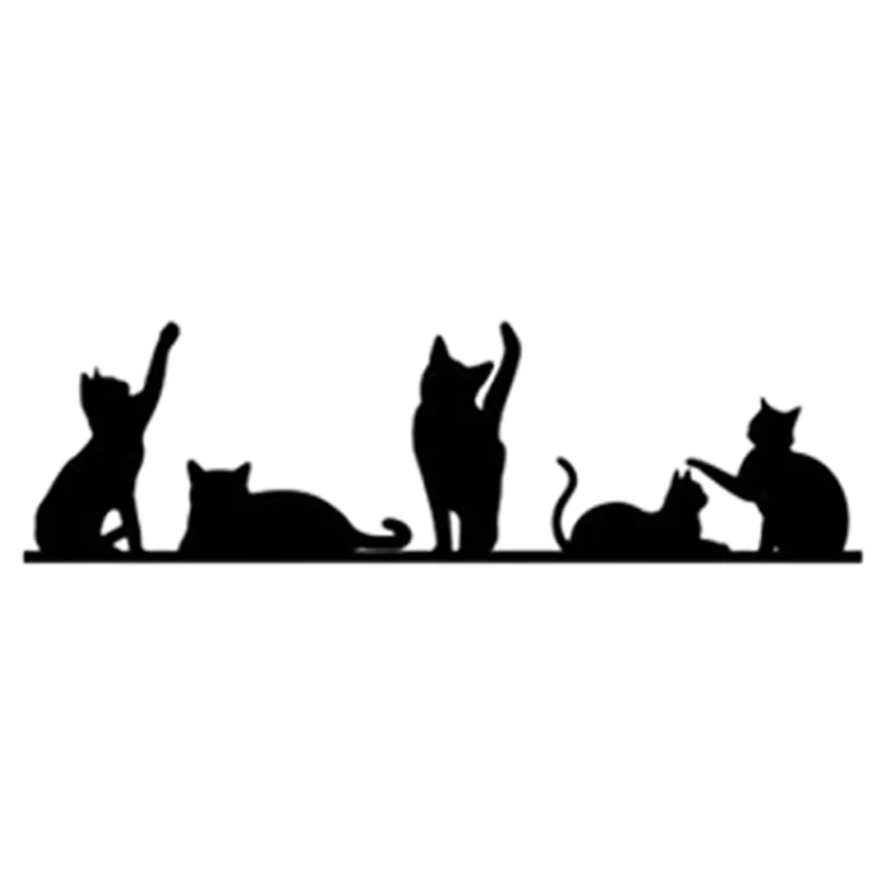 Black Catling Outline Decal Sticker Miniature for Automobile Side View Mirror Desktop Book PVC Ornamentation Adhesive