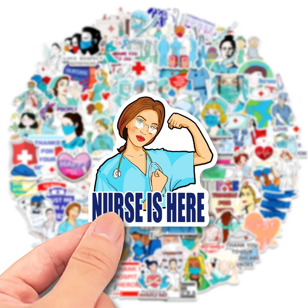 50/100PCS International Nurses Day Hail The Angel In White Graffiti Stickers Laptop Phone Guitar Car Sticker for Kids Toy