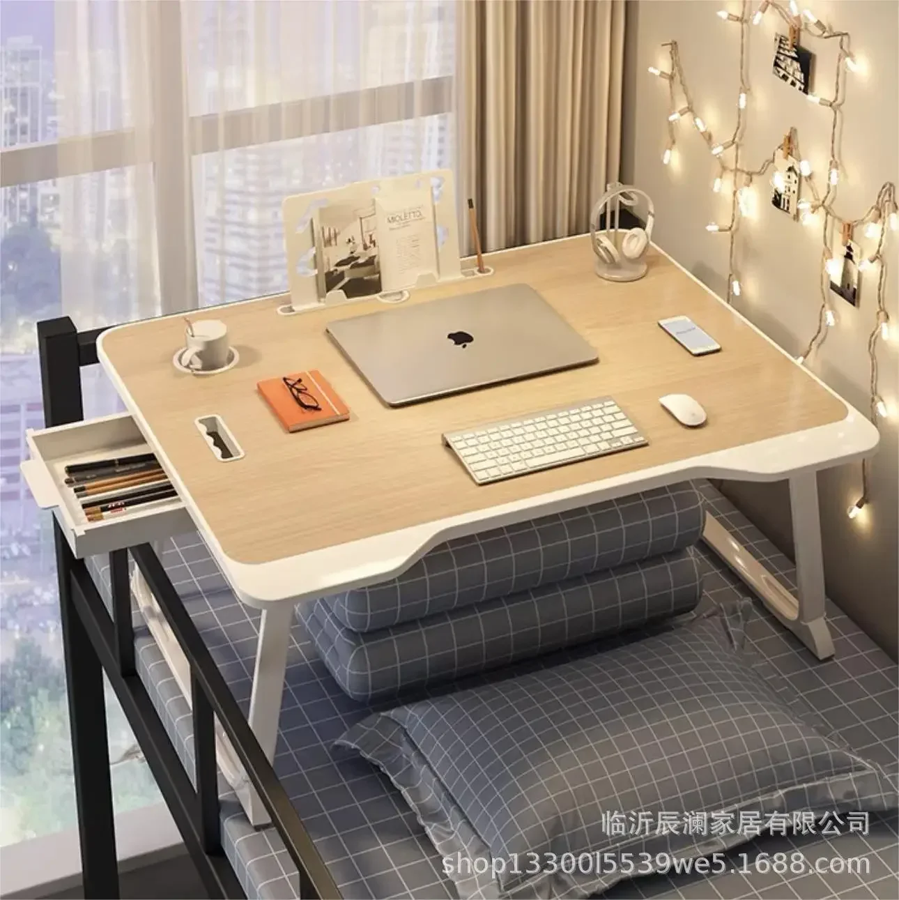 Foldable Small Wooden Table Bed Computer Lazy Student Dormitory Upper Bunk Home Office Writing Study Table