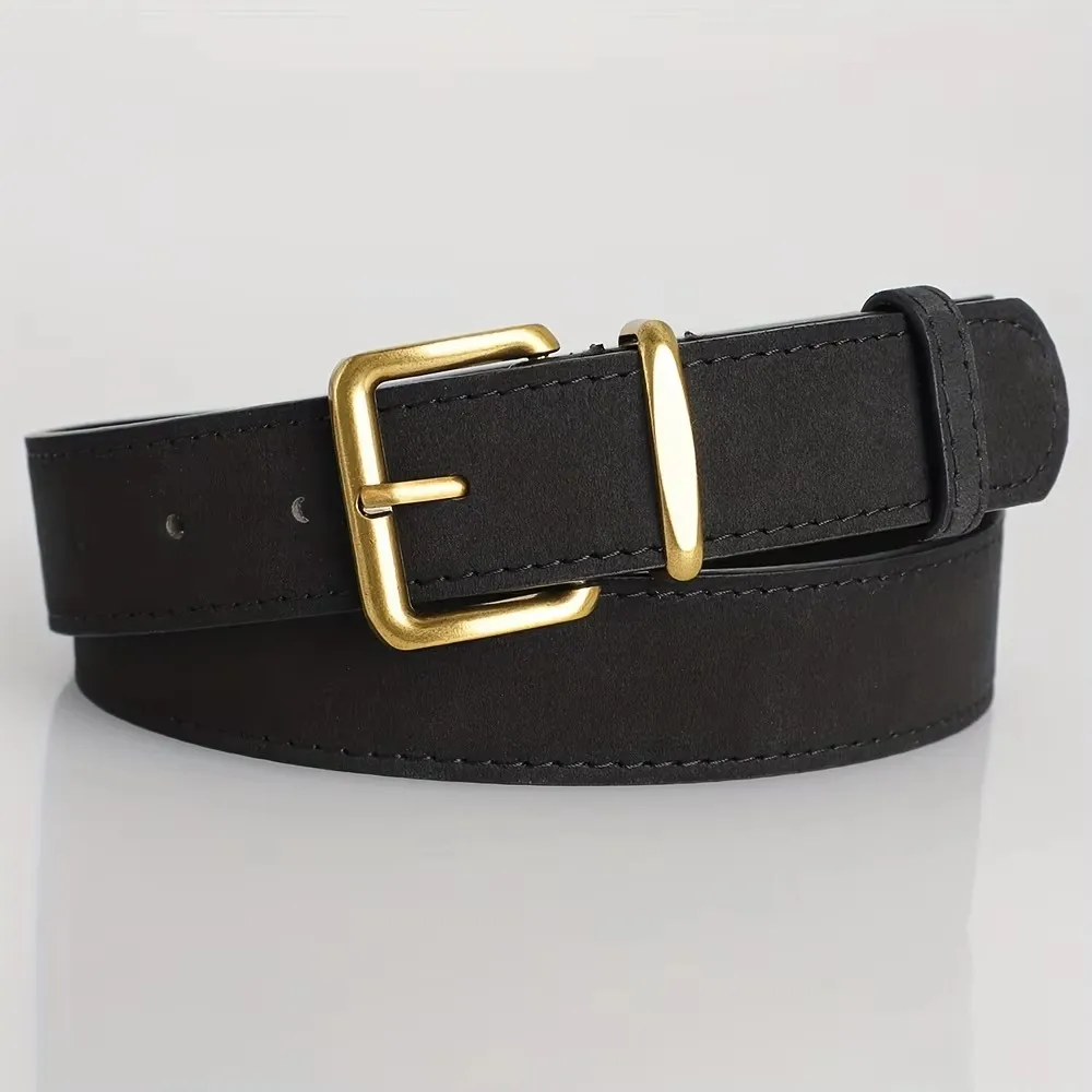 New Fashion Luxury Women's Belt High-quality Golden Buckle Suede Belt - Versatile For Jeans, Dress & Casual Wear, For Ideal Gift