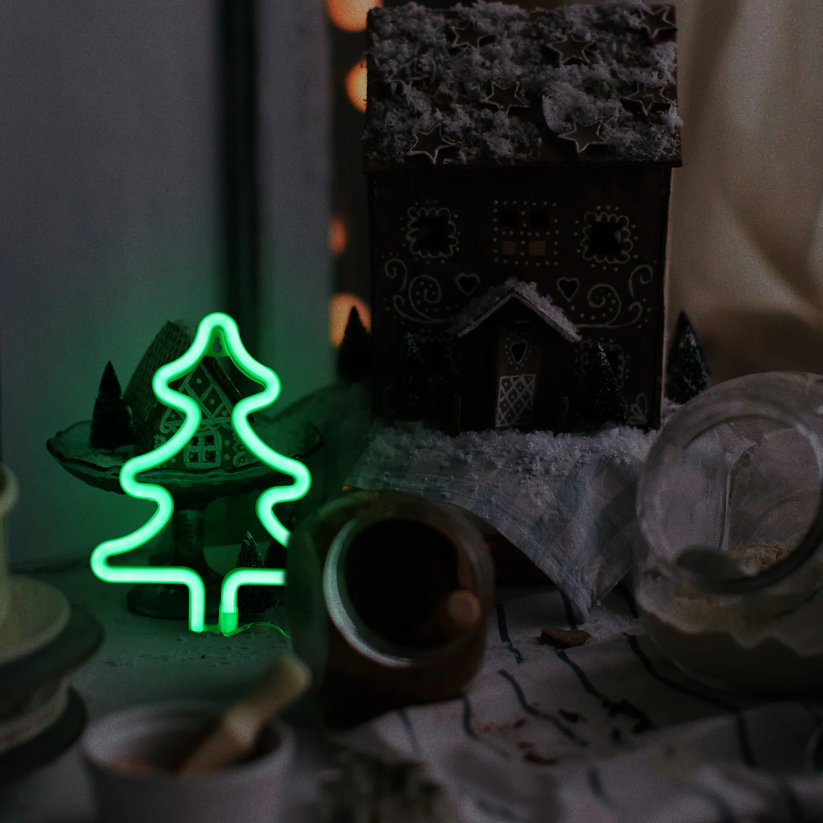 

Christmas Tree Decoration Led Neon Light Xmas Tree Decor For Home Party Bedroom Living Room Office Wall Art Commercial Lighting