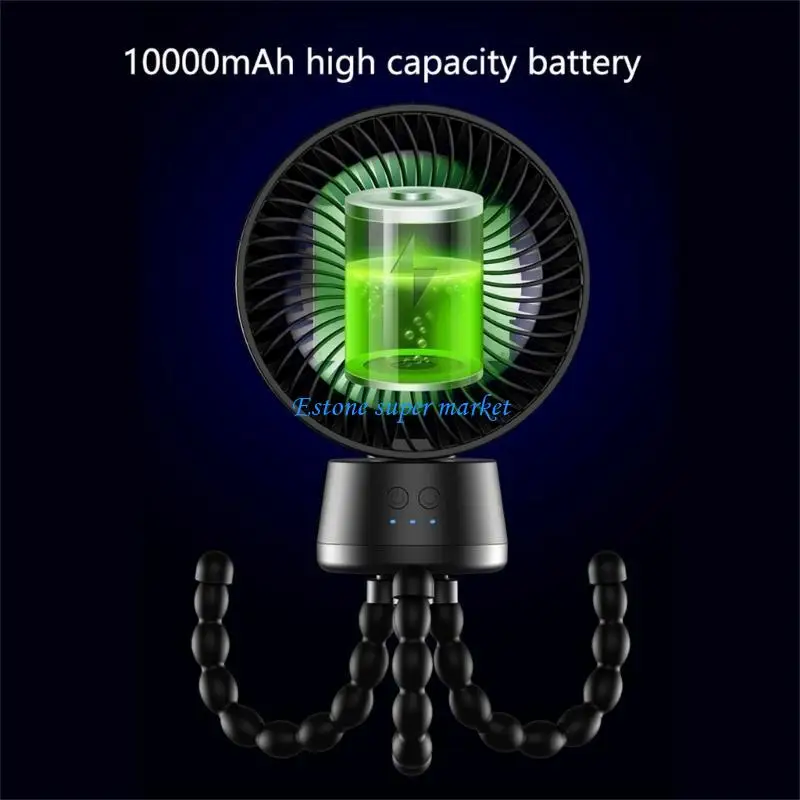 090B مروحة USB قابلة للشحن مروحة كهربائية محمولة باليد مروحة تبريد خارجية 3Gear قابلة للتعديل مع تثبيت الضوء الليلي على عربة #2