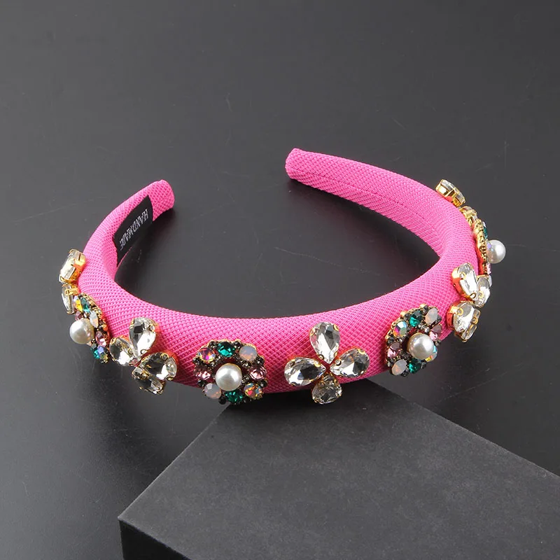 Headwear New Fashion Baroque Sponge Inset Rhinestone Pearl Hair Hoop Ladies Small Fresh Street Hair Accessories Hair Clip 891