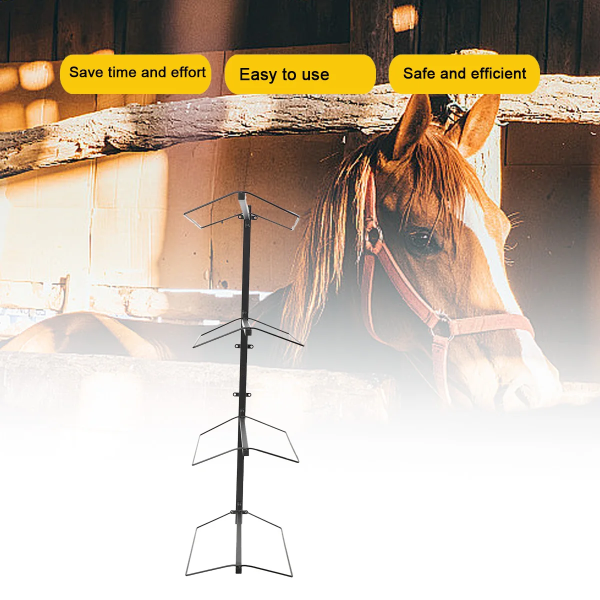 إطار سرج مثبت على الحائط يحمل الماك، الوسادة، الملحقات 4 سروج معدات الفروسية لغرفة تك الحصان