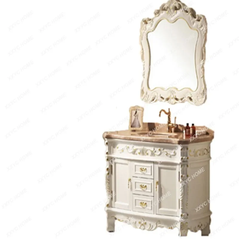 Bathroom Washbasin Cabinet European Bathroom Cabinet Oak Solid Wood Bathroom Cabinet Combination Wash Basin Assembled