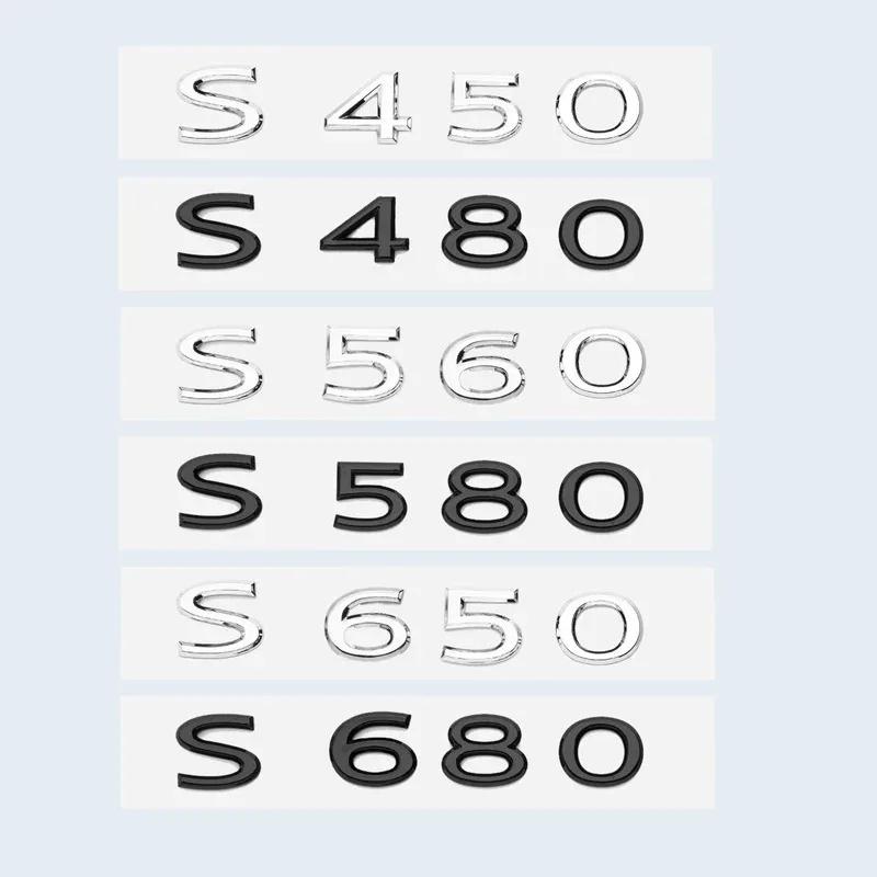 Novas letras pretas cromadas s480 s580 s680 v12 emblema para benz maybach classe s carro fender tronco traseiro w221 w222 logotipo adesivo