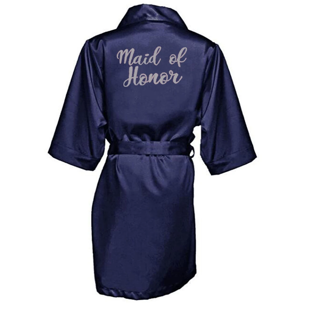 Navy blue robe kimono satin pajamas wedding robe bridesmaid sister mother of the bride robes SP004