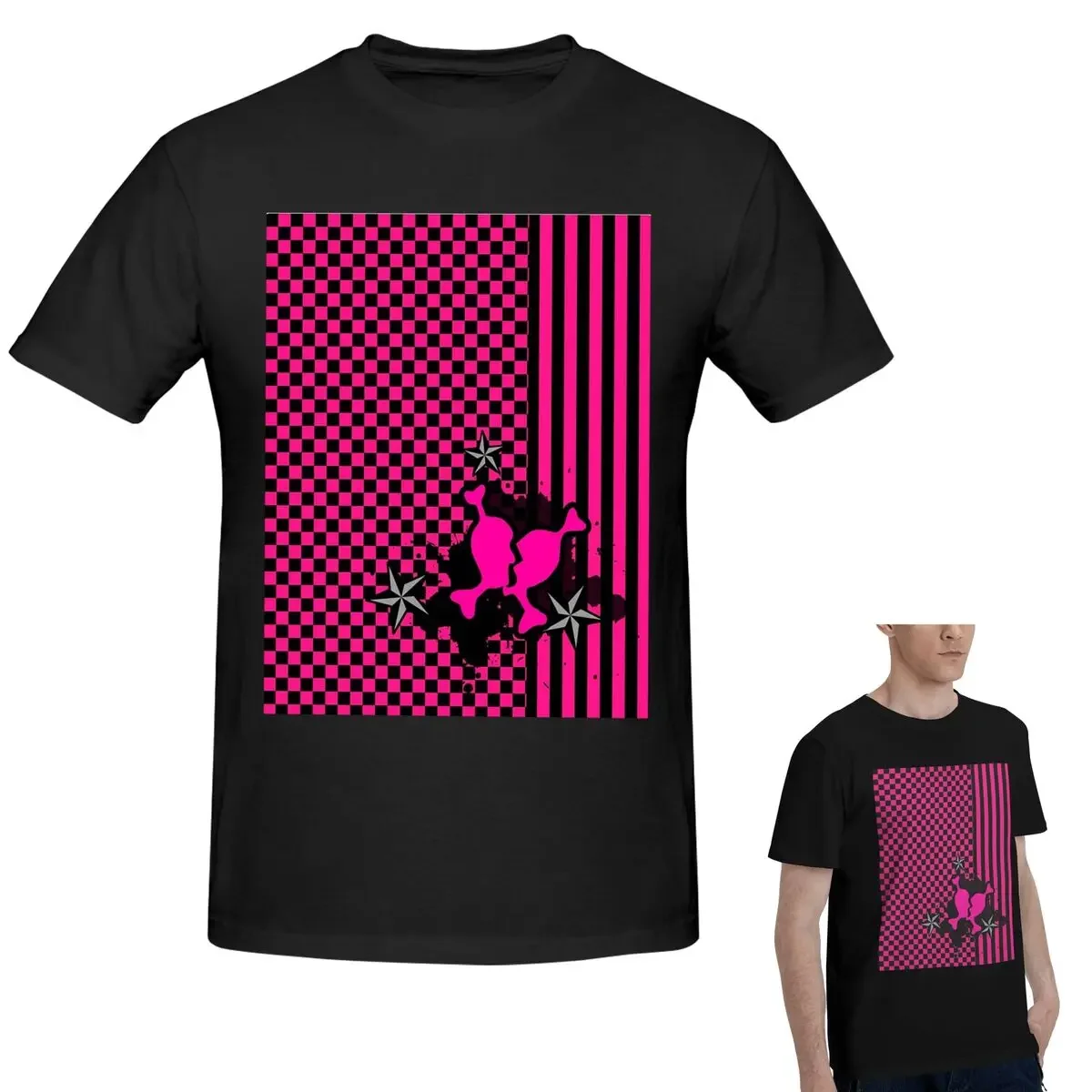 100% Cotton Punky Pink Emo T-Shirt Men's Fashion Oversized T Shirt Men O-Neck Summer Shirts Tops S-6XL