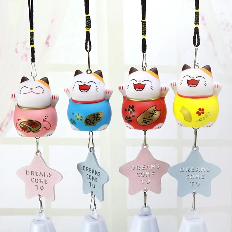 

1pcs Cute Wind Chimes Bell Vinyl Cartoon Hanging Decorations Automobile Accessories Windows Home Decoration Pendant 5 colors