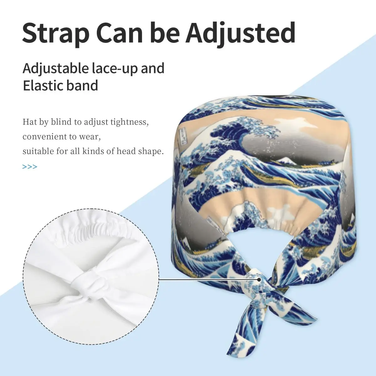 The Great Wave Off Kanagawa By Katsushika Hokusai Scrub Hat Doctor Working Surgical Cap Adjustable Nursing Caps for Dentist