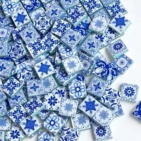 100/200 Grams of Glass Mosaic Material, 2.3*2.3 Blue and White Porcelain Mosaic Tiles, Suitable for Handmade Artwork, Home Tabletops, Wall and Step Inlays, Garden Outdoor Photography Auxiliary Materials 5